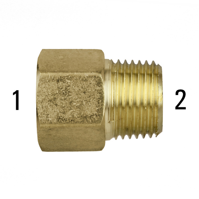 1/4-18 Male NPT x 3/8-18 Female NPT Pipe Adapter Brass 1200PSI